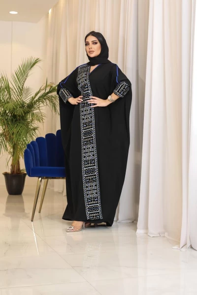 Crepe Abaya with velvet IB196